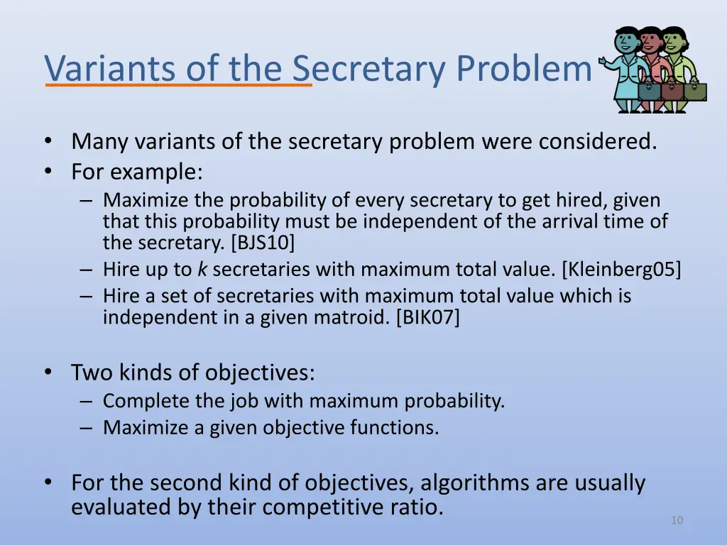 variants of the secretary problem