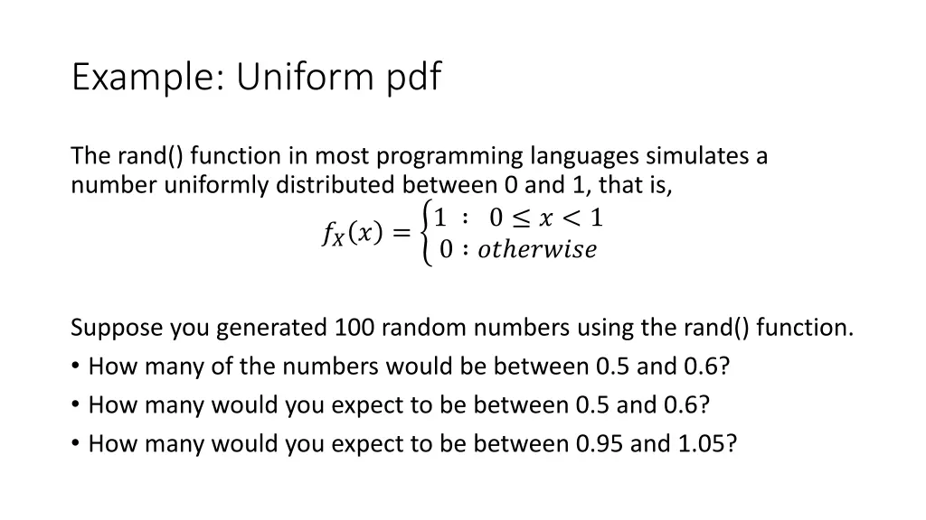 example uniform pdf
