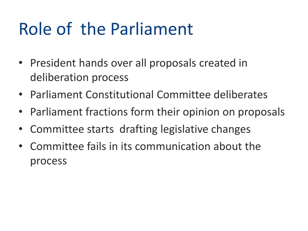 role of the parliament