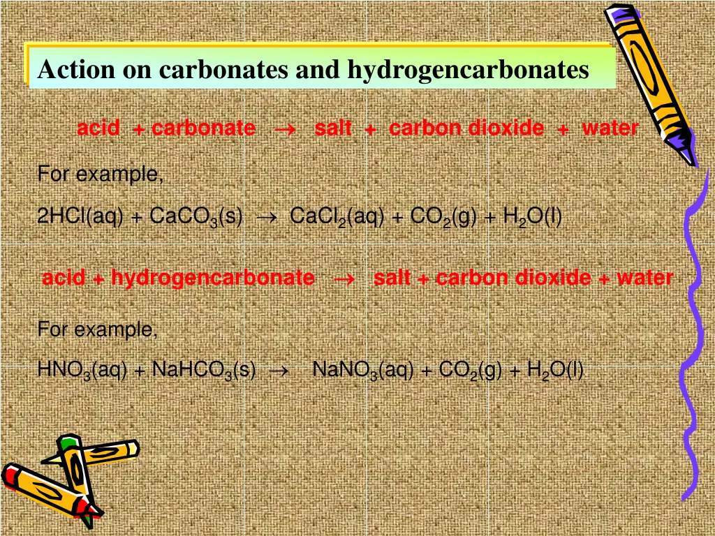 action on carbonates and hydrogencarbonates