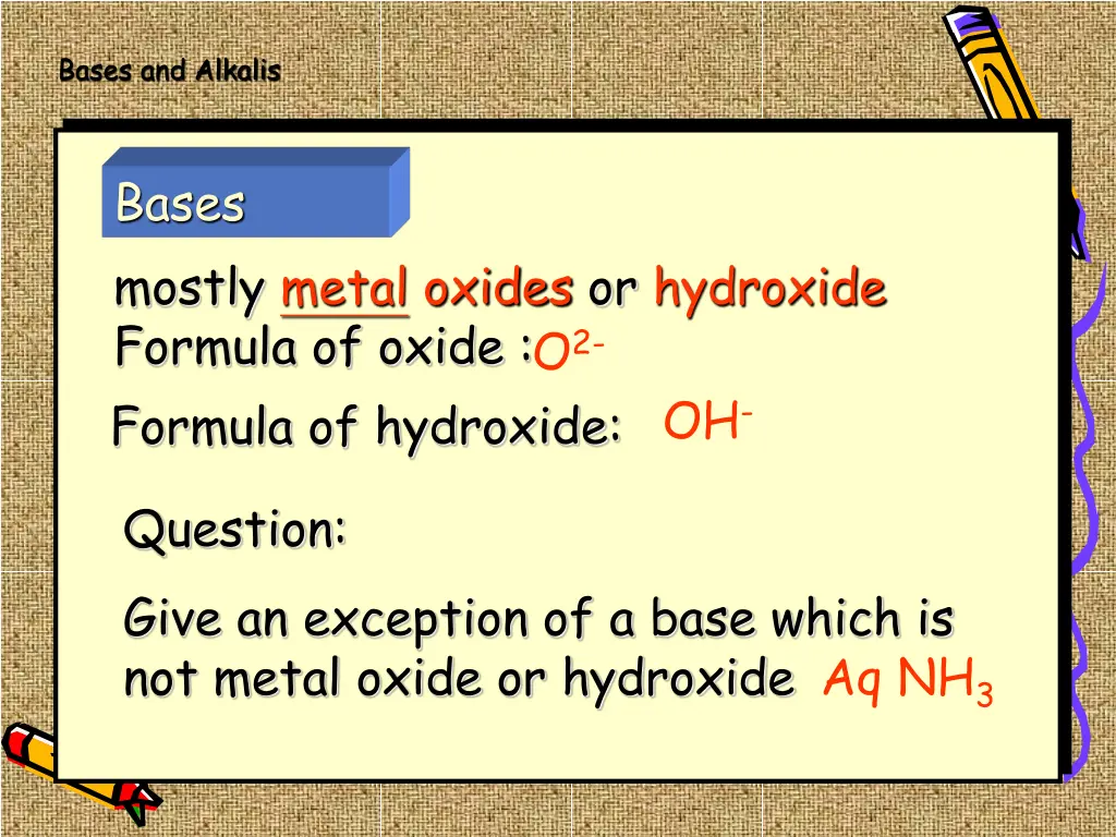 bases and alkalis