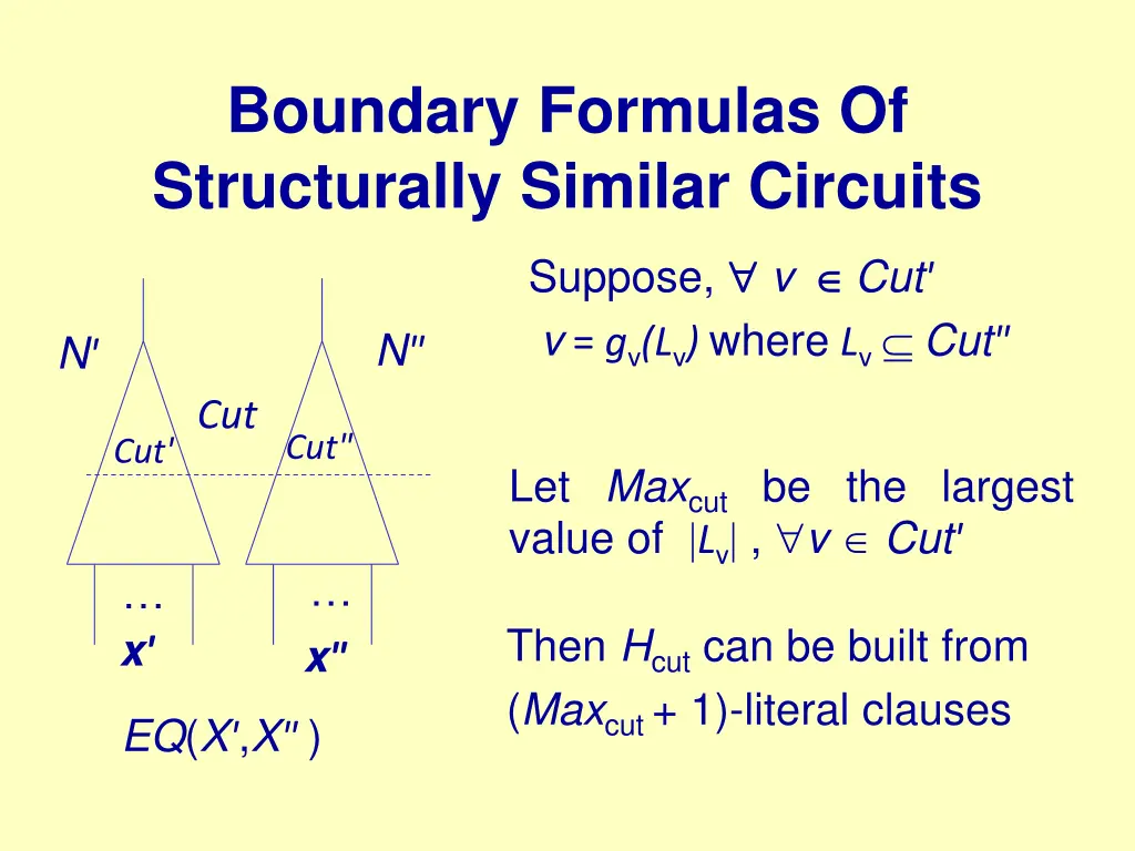 boundary formulas of structurally similar circuits