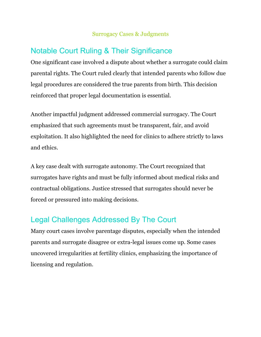 surrogacy cases judgments