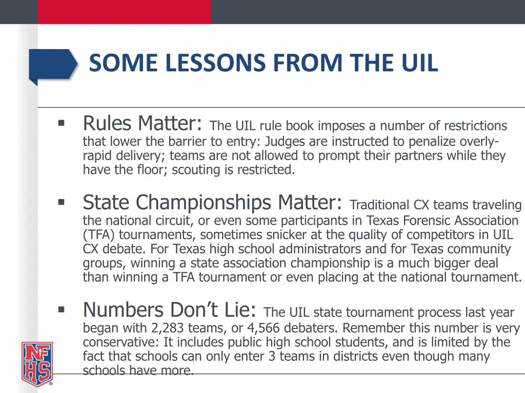 some lessons from the uil