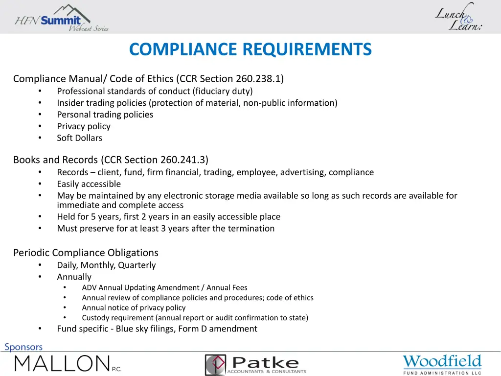 compliance requirements