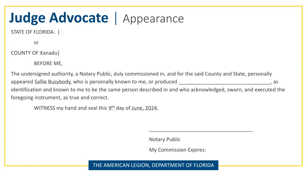 judge advocate appearance