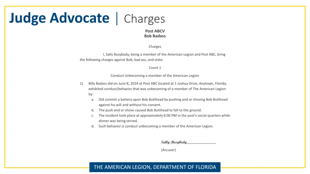 judge advocate charges