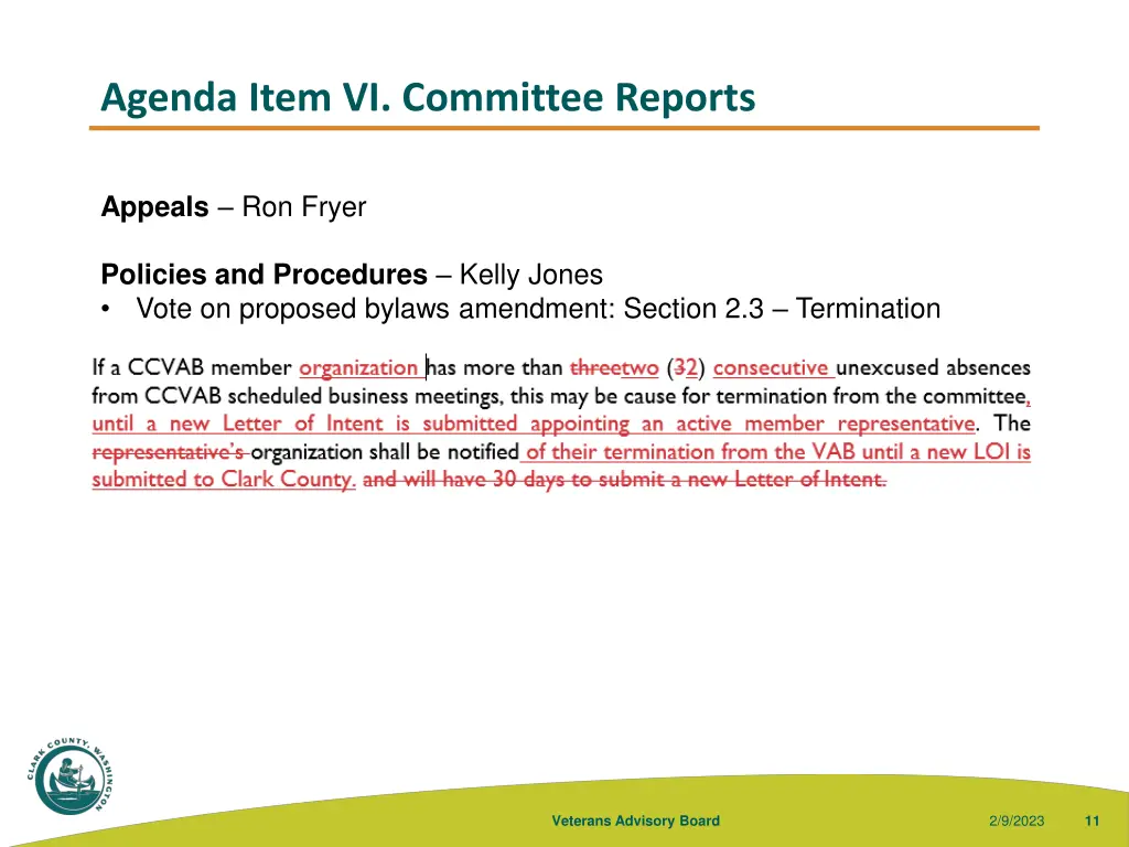 agenda item vi committee reports