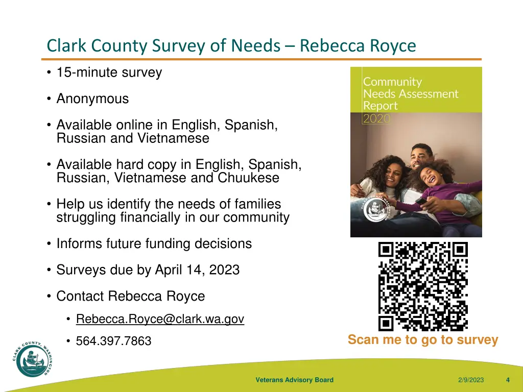 clark county survey of needs rebecca royce