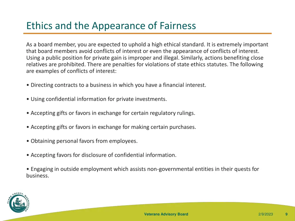 ethics and the appearance of fairness