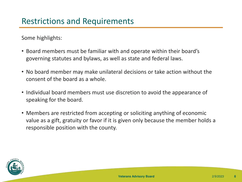 restrictions and requirements