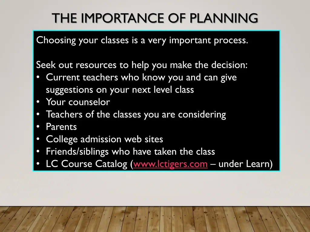 the importance of planning