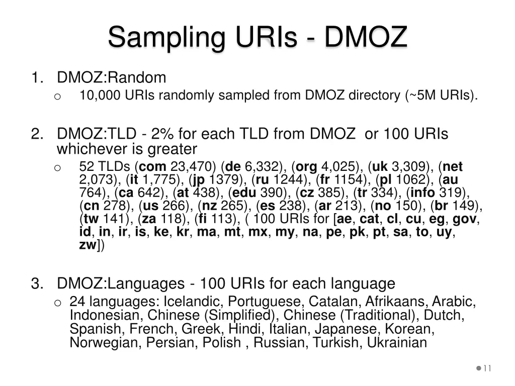 sampling uris dmoz