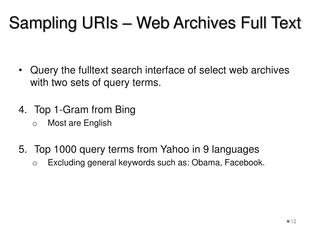 sampling uris web archives full text