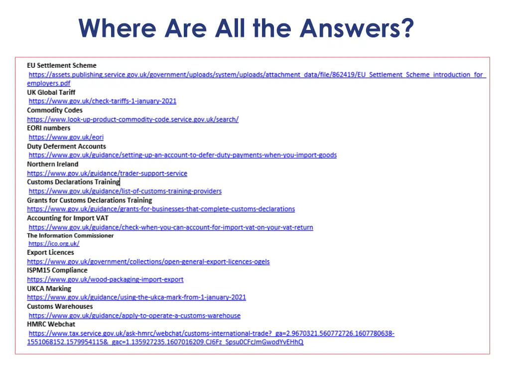 where are all the answers