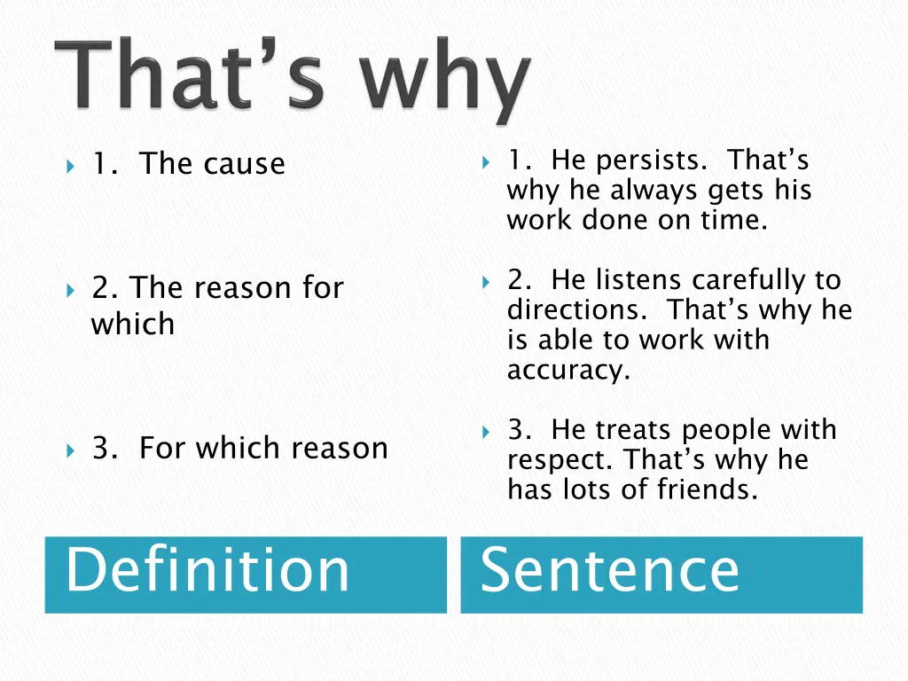 1 he persists that s why he always gets his work