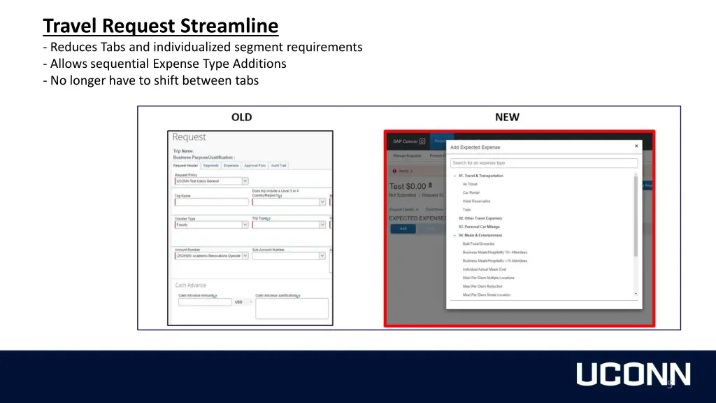 travel request streamline reduces tabs