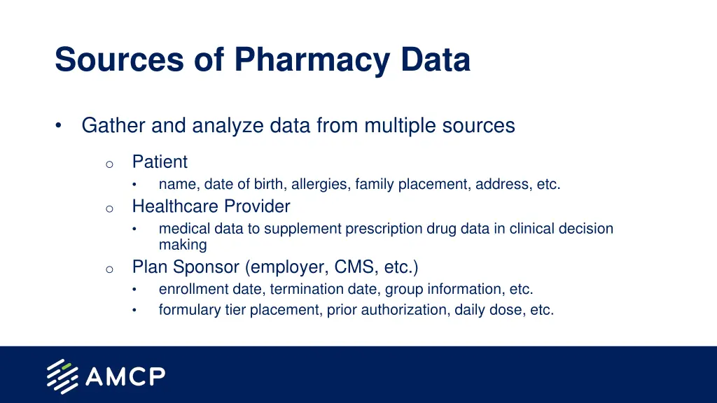 sources of pharmacy data
