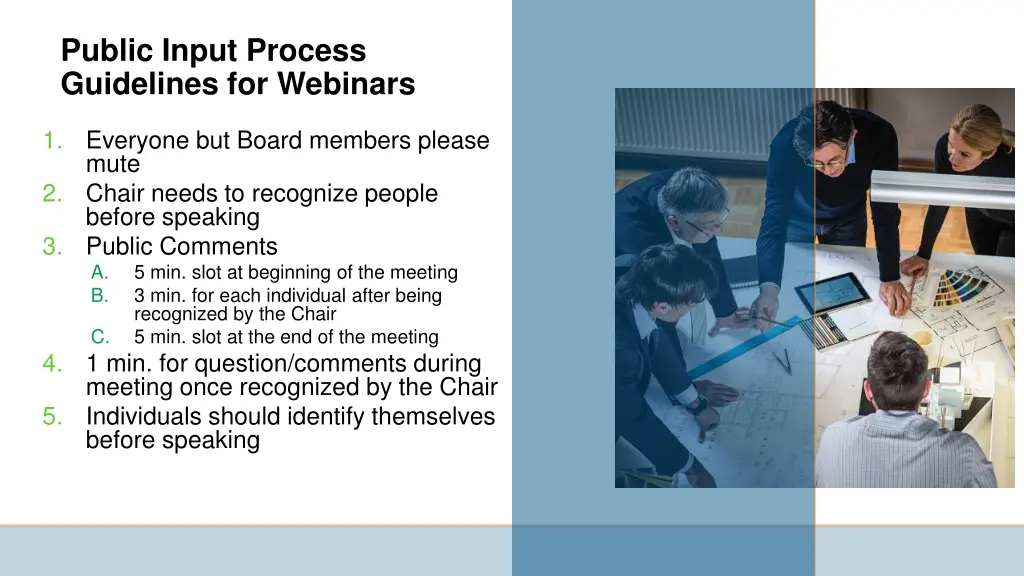 public input process guidelines for webinars