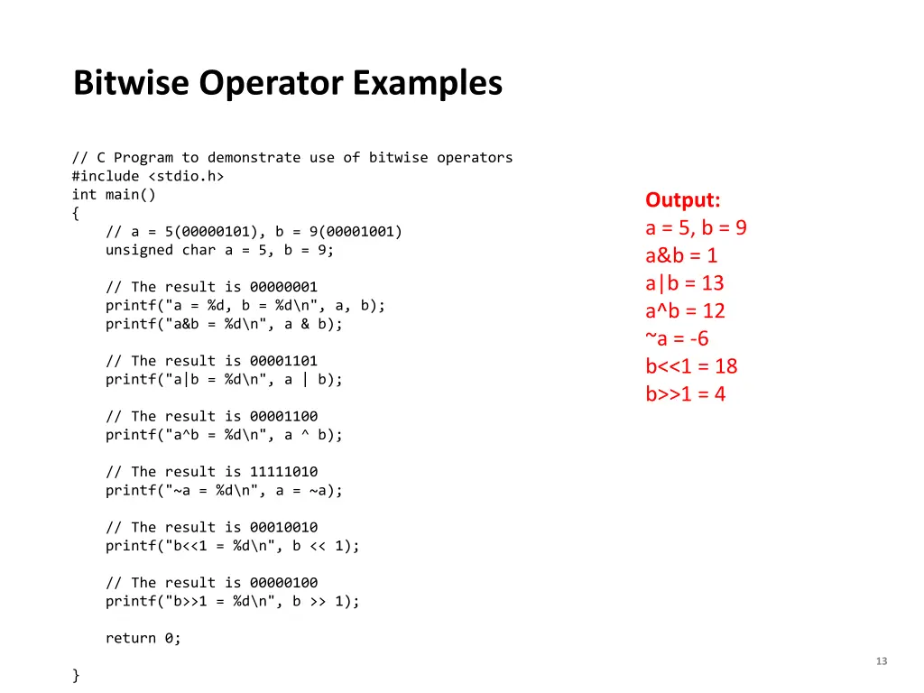 bitwise operator examples 1