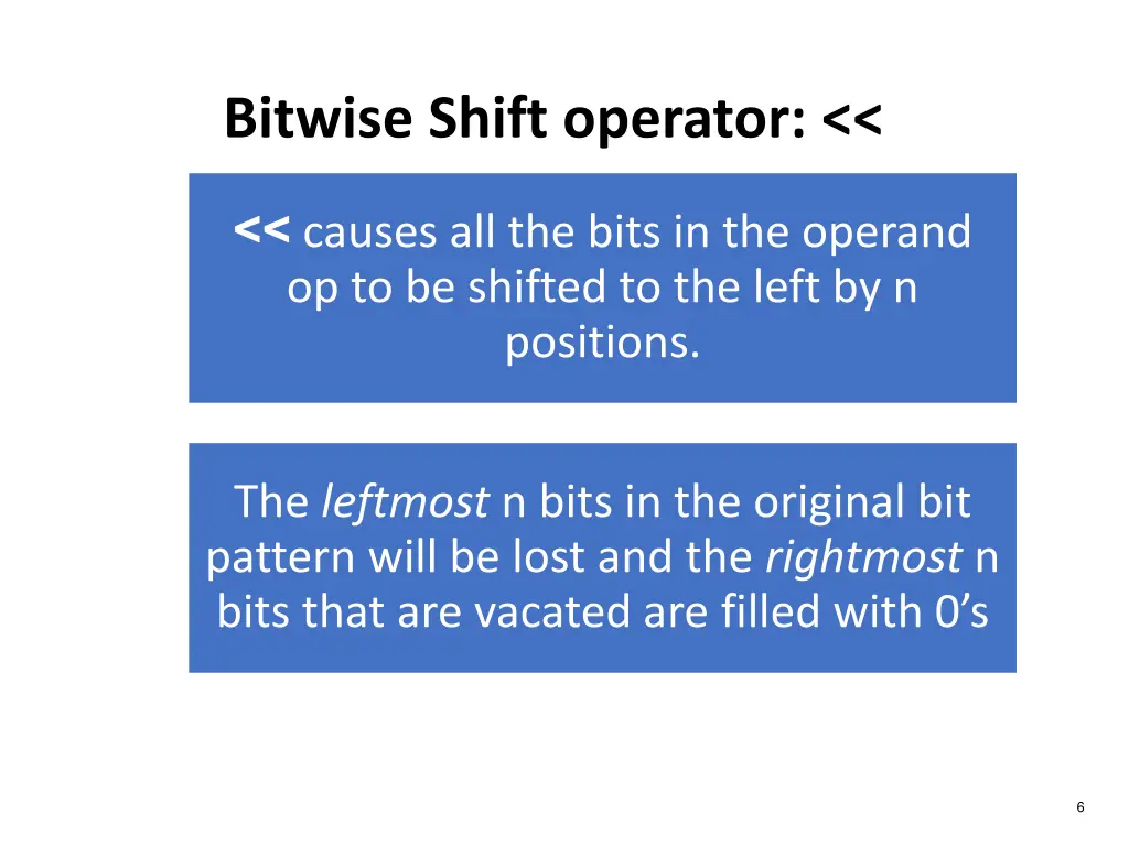 bitwise shift operator