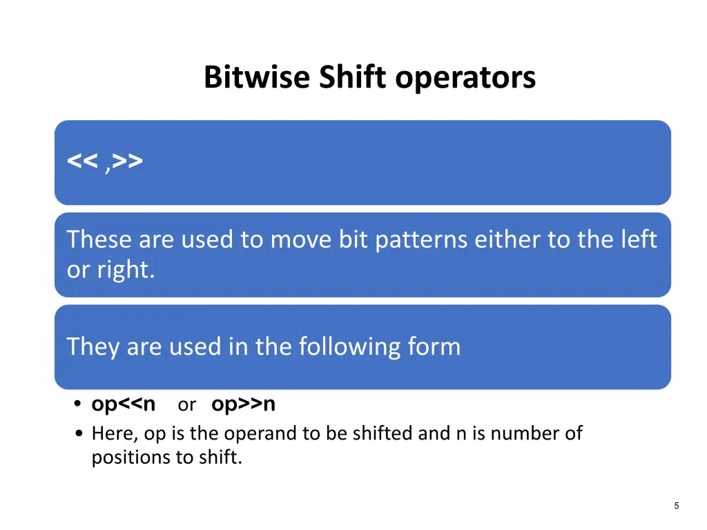 bitwise shift operators