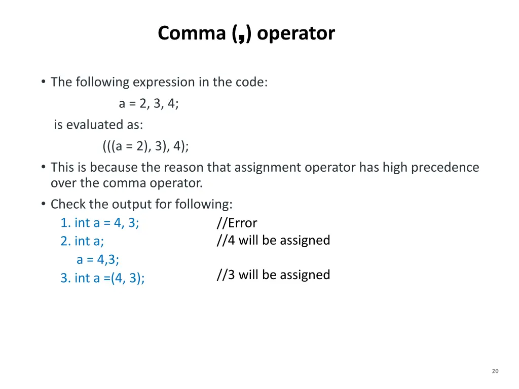 comma operator 3