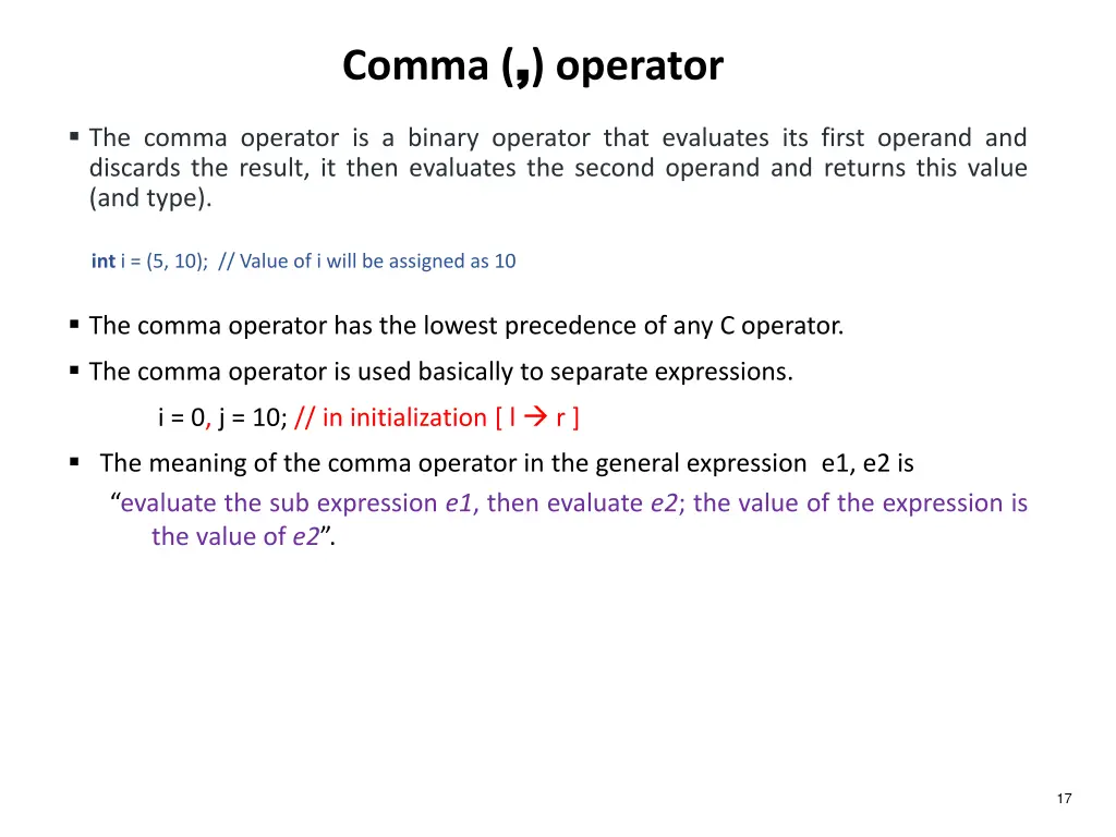 comma operator