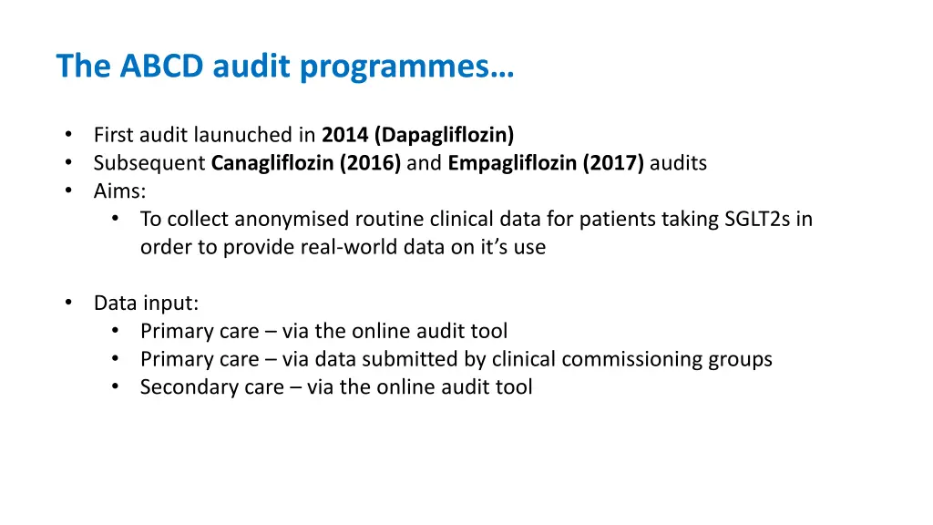the abcd audit programmes