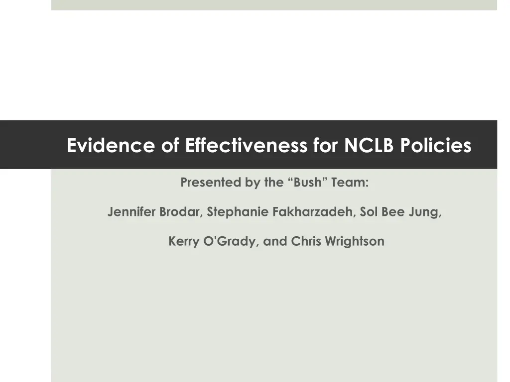 evidence of effectiveness for nclb policies