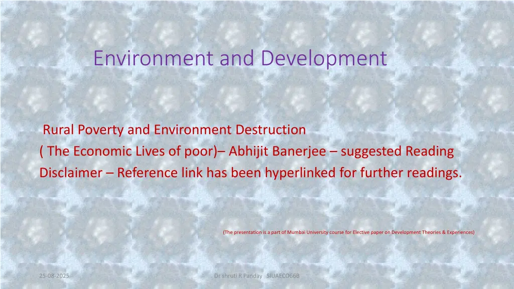 environment and development