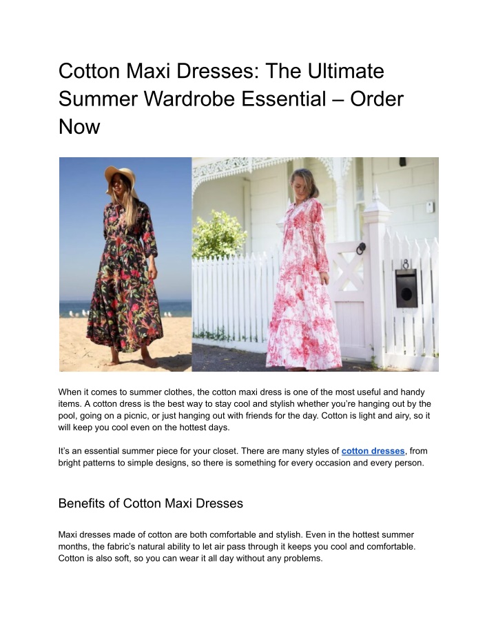 cotton maxi dresses the ultimate summer wardrobe