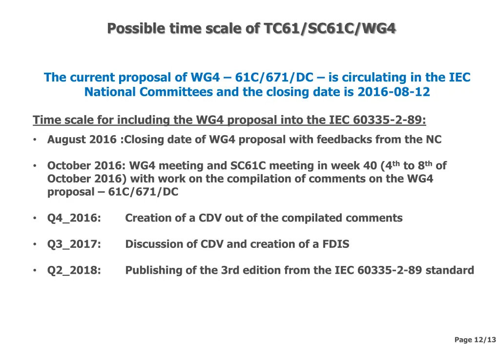 possible time scale of tc61 sc61c wg4