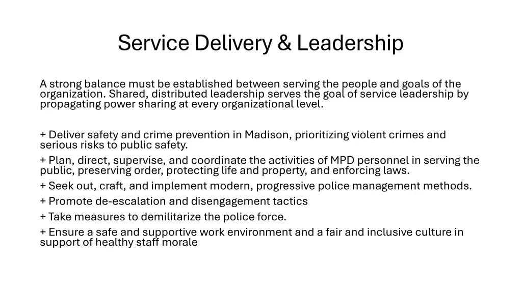 service delivery leadership