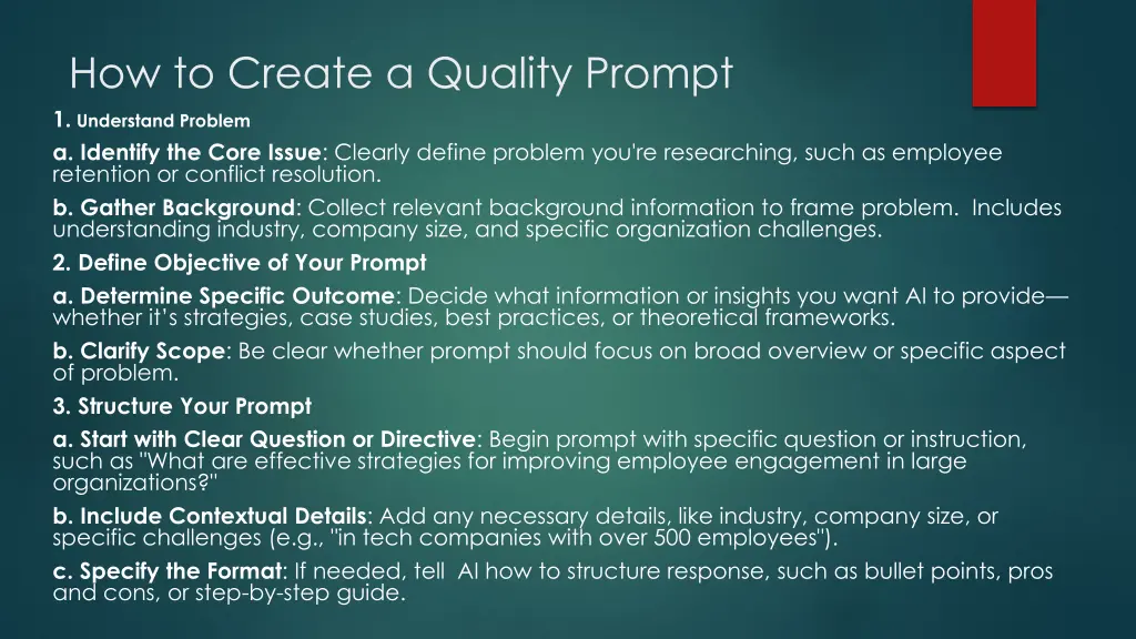 how to create a quality prompt 1 understand