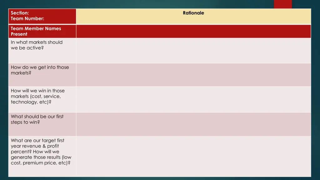 section team number