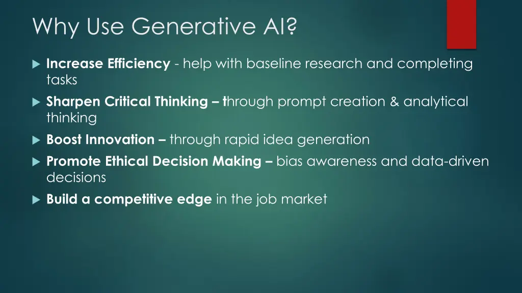why use generative ai