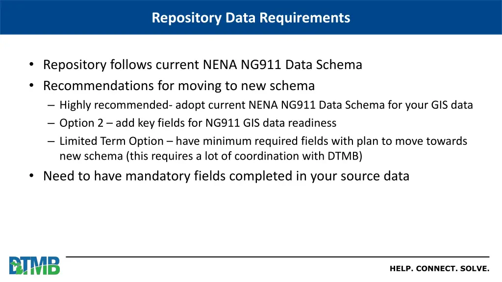 repository data requirements