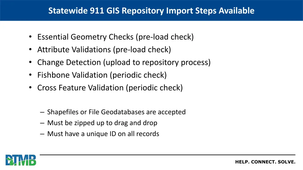 statewide 911 gis repository import steps