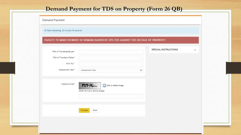 demand payment for tds on property form 26 qb