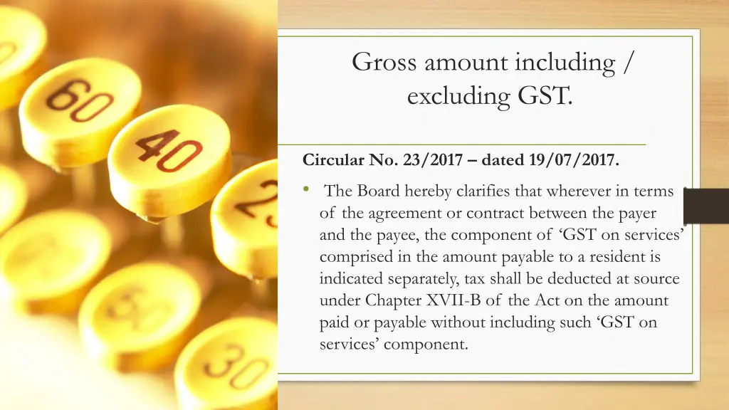 gross amount including excluding gst