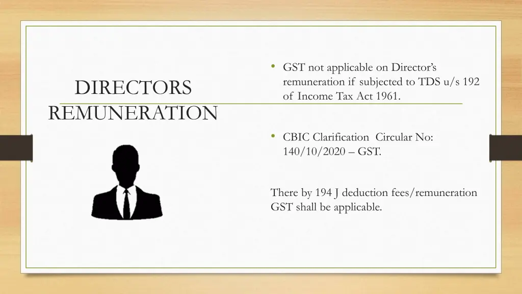 gst not applicable on director s remuneration