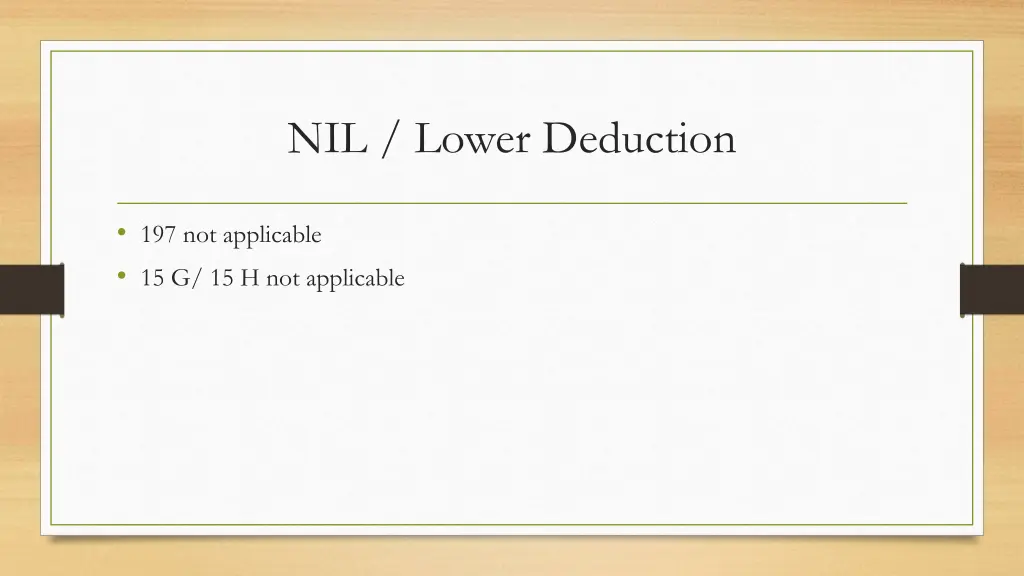 nil lower deduction