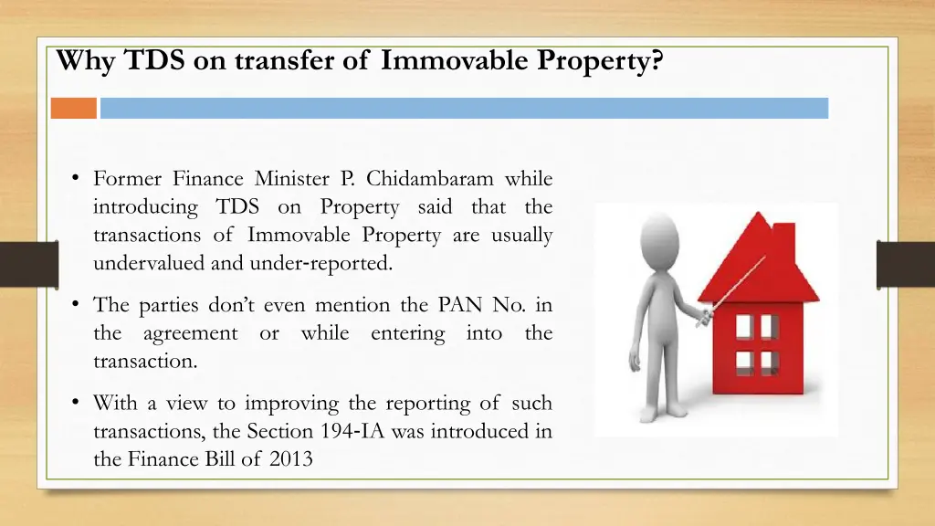 why tds on transfer of immovable property