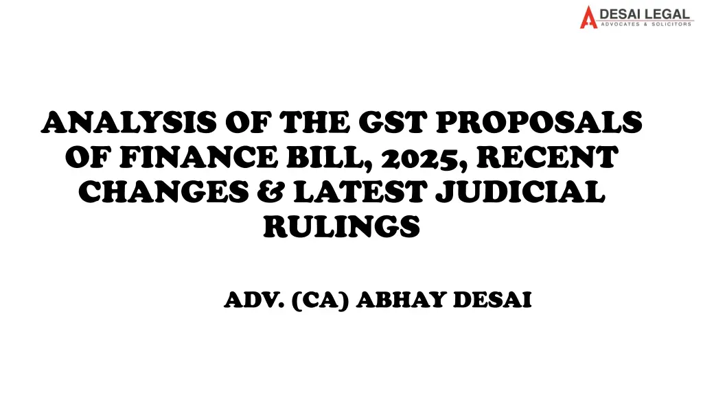 analysis of the gst proposals of finance bill