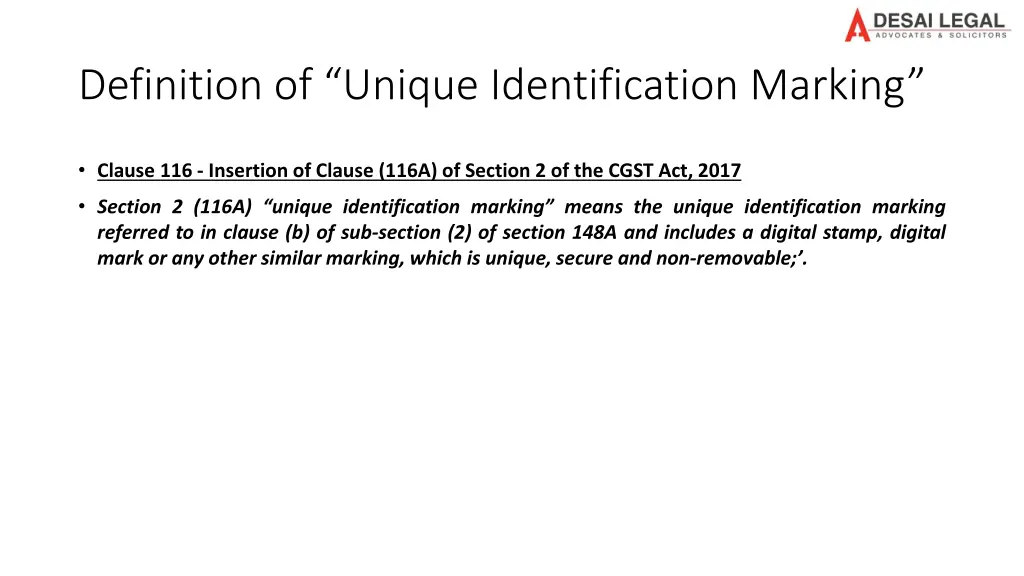 definition of unique identification marking