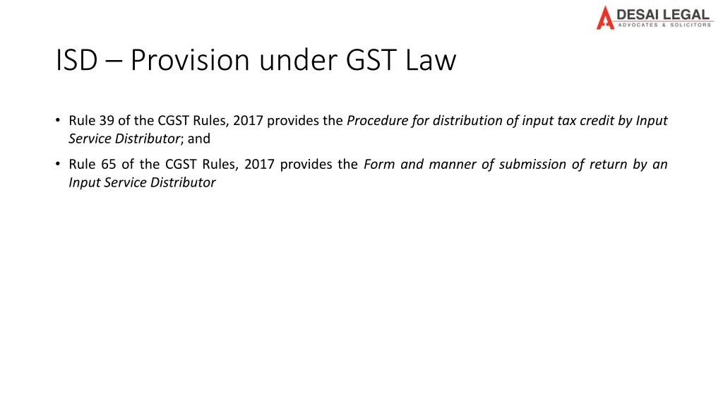 isd provision under gst law