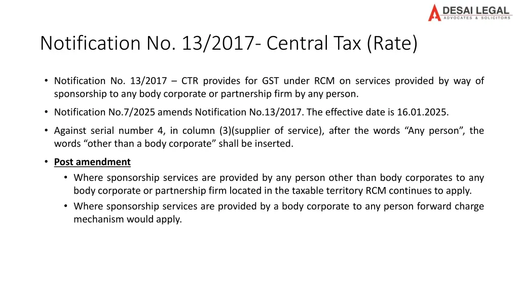 notification no 13 2017 central tax rate