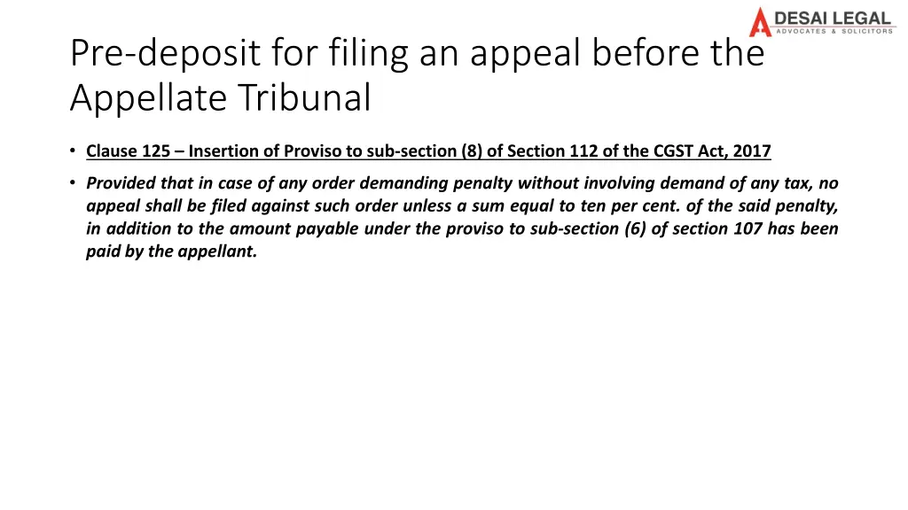 pre deposit for filing an appeal before 1