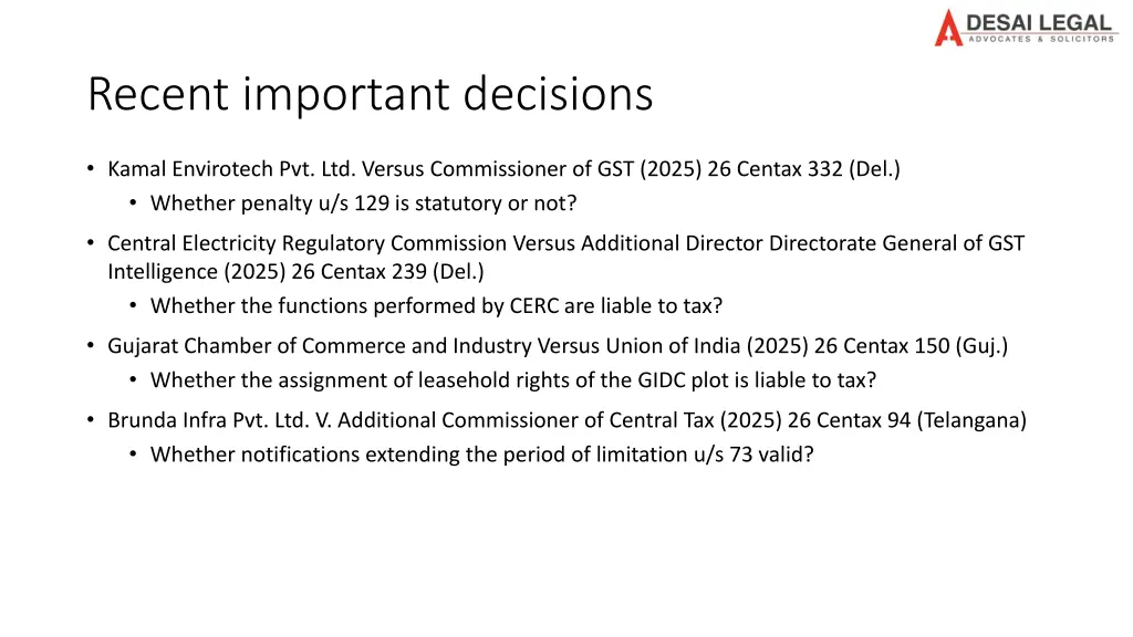 recent important decisions 1